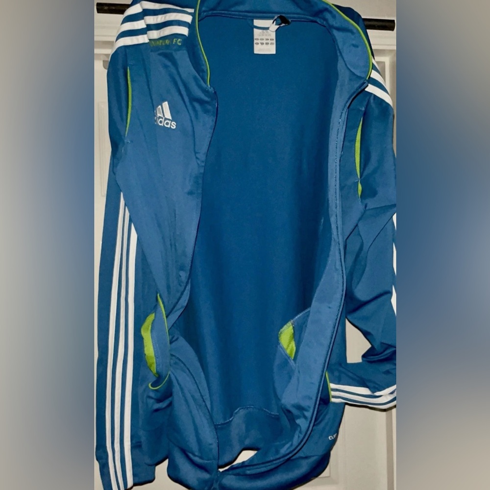 vintage Adidas Climalite Seattle Sounders FC full-zip track jacket. Large